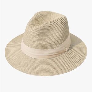 Lanzom Women Wide Brim Straw Panama Roll up Hat Fedora Beach Sun Hat UPF50+